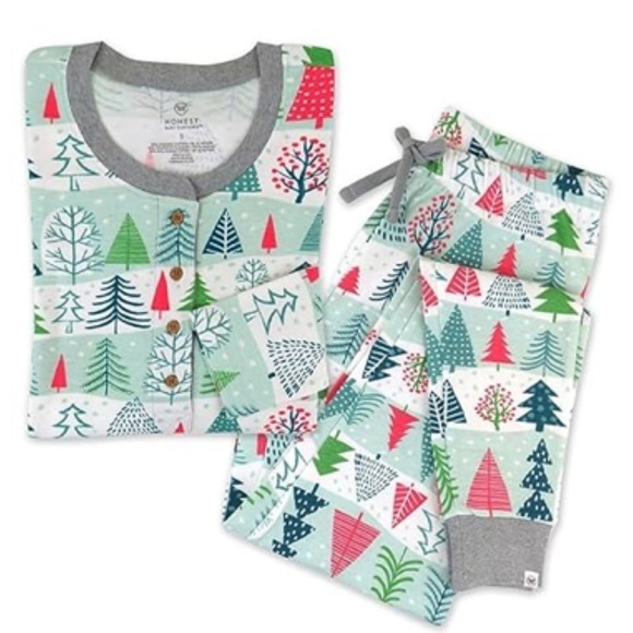 🆕 Honest Baby Clothing 100% Organic Cotton Christmas Tree 2 Piece PJ Set Size M - Picture 1 of 8